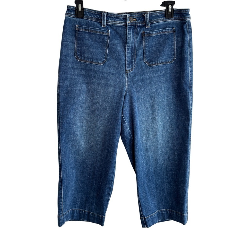 Talbots Flawless Size 14P Capri Stretch Denim Cropped Jeans High-Waist Wide